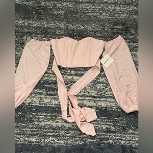 Pink Gingham Off-Shoulder Top